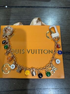 Gold Tone Multicolor Enamel Charm chain for purse